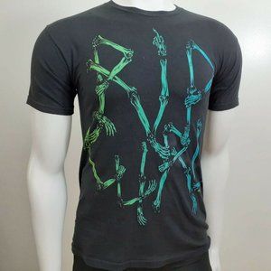 Rip Curl T-Shirt Men's Size Small Black Skeleton Surf Cotton Short Sleeve